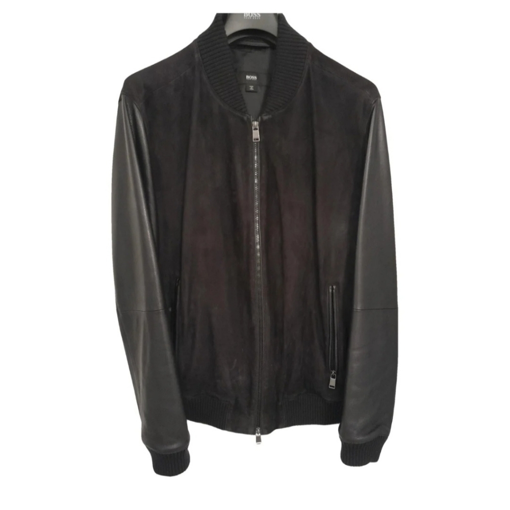 Hugo Boss Black Bomber Jacket with Stand-Up Collar